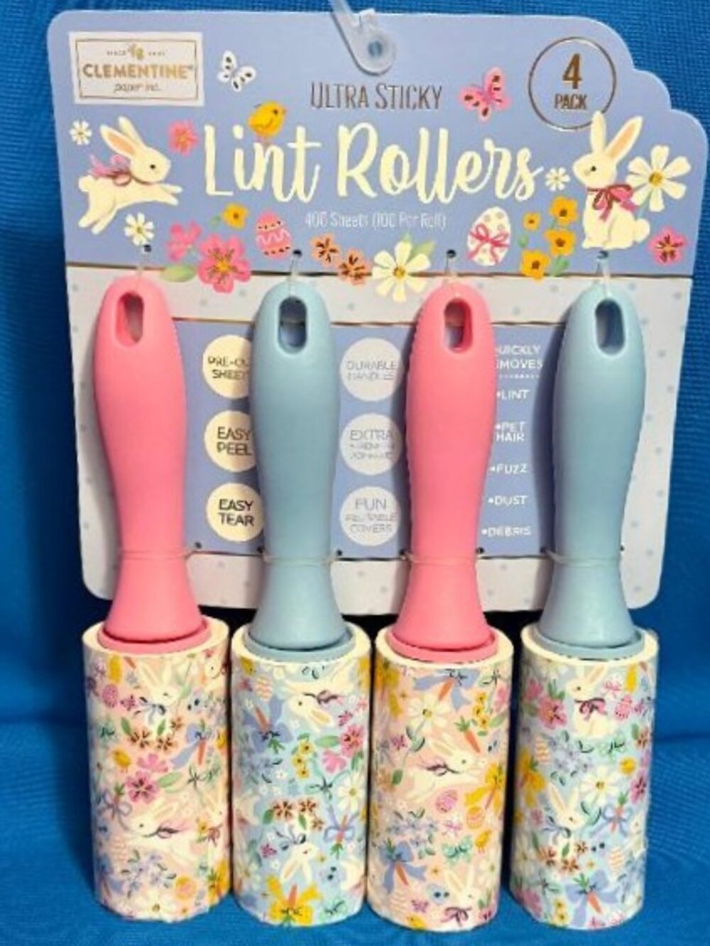 4 PACK ULTRA STICKY LINT ROLLERS WITH PRE - CUT EASY PEEL / EASY TEAR SHEETS